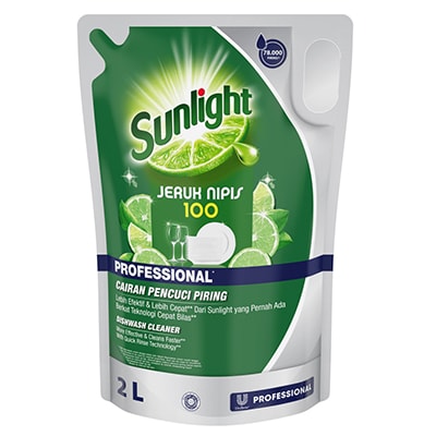 Sunlight Pro Lime Pouch 2L - Sunlight 10X Paling Ampuh Menghilangkan Minyak, Cepat Bilas, Lembut di Tangan