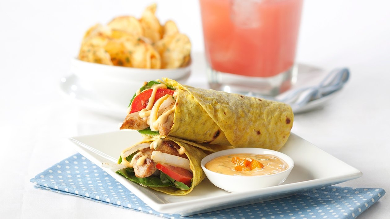 Cajun Chicken Tender Wrap with Mango BBQ Mayonnaise – - Recipe