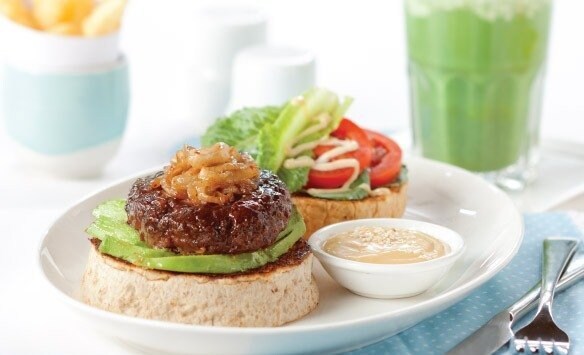Beef Teriyaki-Glazed Burger With Toasted Sesame Mayonnaise – - UFS Beef Teriyaki-Glazed Burger With Toasted Sesame Mayonnaise – - UFS