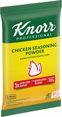 Knorr Bumbu Ekstrak Daging Ayam 500g - Knorr Chicken Powder, made from real chicken meat, produces stock with a rich flavor in a practical manner.