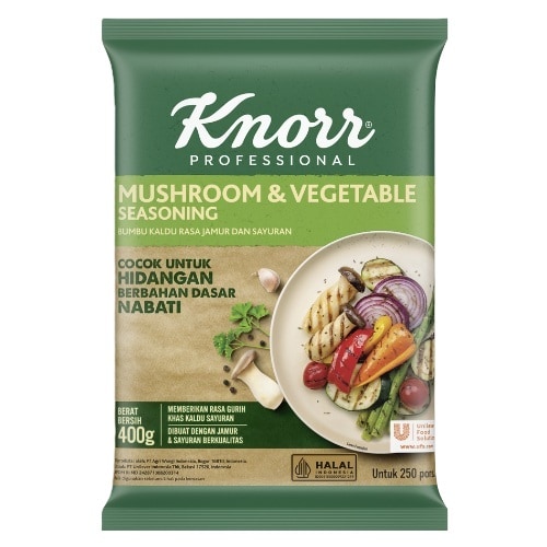 Knorr Mushroom & Vegetable Seasoning (NON-MSG) 400gr - Knorr Mushroom & Vegetable Seasoning, bumbu yang dapat memberi rasa umami alami khas jamur dan kaldu sayuran tanpa tambahan MSG untuk hidangan Anda yang sehat dan lezat
