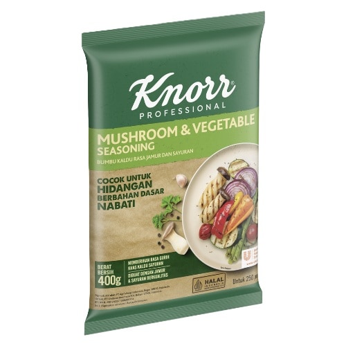 Knorr Mushroom & Vegetable Seasoning (NON-MSG) 400gr - Knorr Mushroom & Vegetable Seasoning, bumbu yang dapat memberi rasa umami alami khas jamur dan kaldu sayuran tanpa tambahan MSG untuk hidangan Anda yang sehat dan lezat
