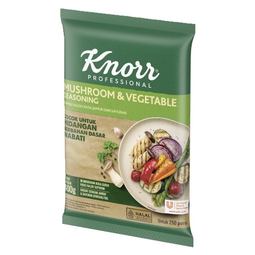Knorr Mushroom & Vegetable Seasoning (NON-MSG) 400gr - Knorr Mushroom & Vegetable Seasoning, bumbu yang dapat memberi rasa umami alami khas jamur dan kaldu sayuran tanpa tambahan MSG untuk hidangan Anda yang sehat dan lezat