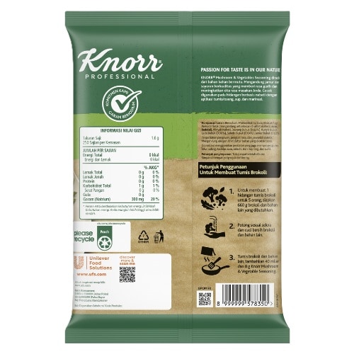 Knorr Mushroom & Vegetable Seasoning (NON-MSG) 400gr - Knorr Mushroom & Vegetable Seasoning, bumbu yang dapat memberi rasa umami alami khas jamur dan kaldu sayuran tanpa tambahan MSG untuk hidangan Anda yang sehat dan lezat