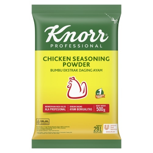 Knorr Bumbu Ekstrak Daging Ayam 500g - Knorr Chicken Powder, yang terbuat dari daging ayam asli menghasilkan kaldu dengan cita rasa yang mantap dan praktis