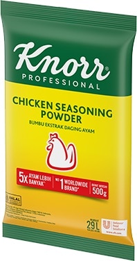 Knorr Bumbu Ekstrak Daging Ayam 500g - Knorr Chicken Powder, yang terbuat dari daging ayam asli menghasilkan kaldu dengan cita rasa yang mantap dan praktis