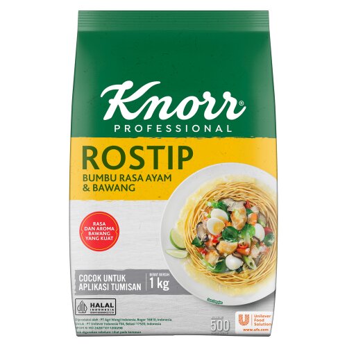 Knorr Bumbu Pelezat Rasa Ayam Rostip 1Kg - Penyedap yang diperkaya bawang putih & lada asli untuk aroma rasa tumisan terbaik.
