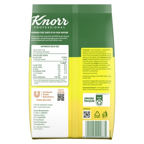 Knorr Bumbu Rasa Ayam 1KG - Knorr Chicken Powder, dengan ekstrak daging ayam asli akan memperkuat rasa hidangan secara keseluruhan