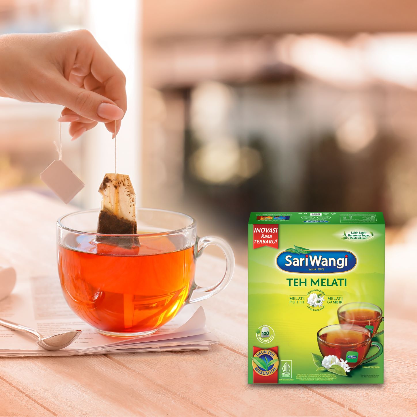 Sarimelati Tea Bag 100 - Sariwangi Teh Melati, dengan formulasi baru. 
Dalam kemasan isi 1000, Lebih ekonomis.