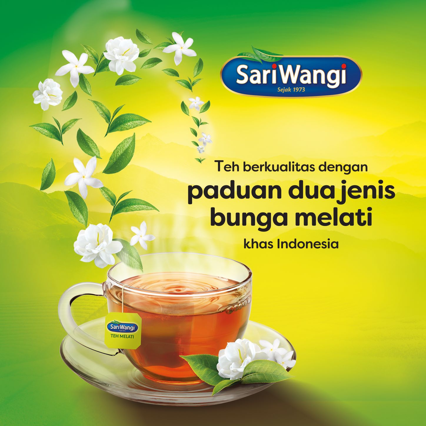 SariWangi Teh Melati Tea Bag 100 - Sariwangi Teh Melati, dengan formulasi baru.  Dalam kemasan isi 1000, Lebih ekonomis.