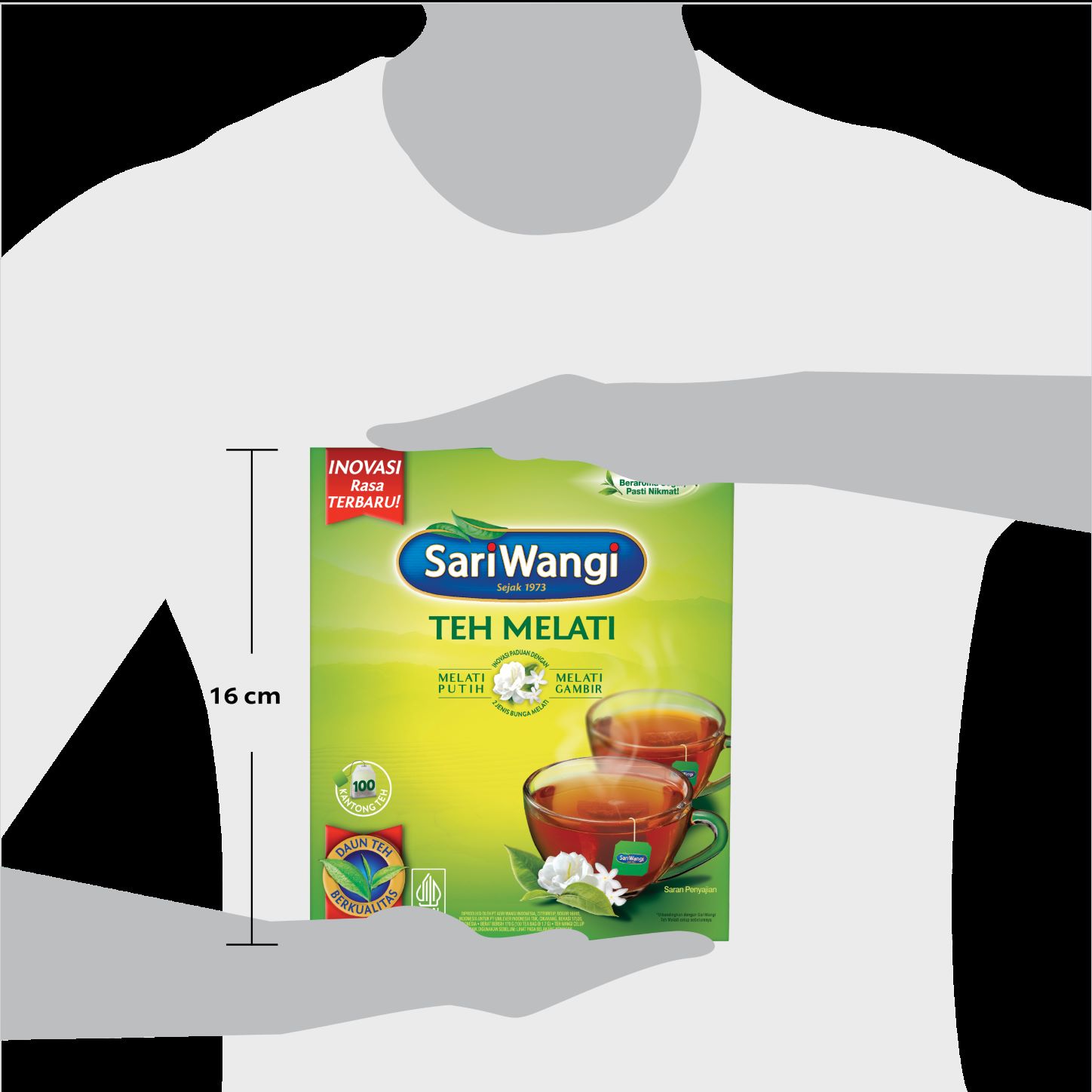 SariWangi Teh Melati Tea Bag 100 - Sariwangi Teh Melati, dengan formulasi baru.  Dalam kemasan isi 1000, Lebih ekonomis.