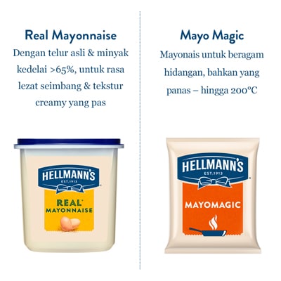 Hellmann's Real Mayo Tub 3L - Hellmann's Real Mayonnaise, dengan rasa lezat yang seimbang dan tekstur creamy yang pas, pilihan terbaik untuk masakan Anda!