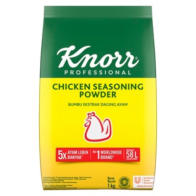 Knorr Bumbu Rasa Ayam Refill 1kg - Knorr Chicken Powder, dengan ekstrak daging ayam asli akan memperkuat rasa hidangan secara keseluruhan