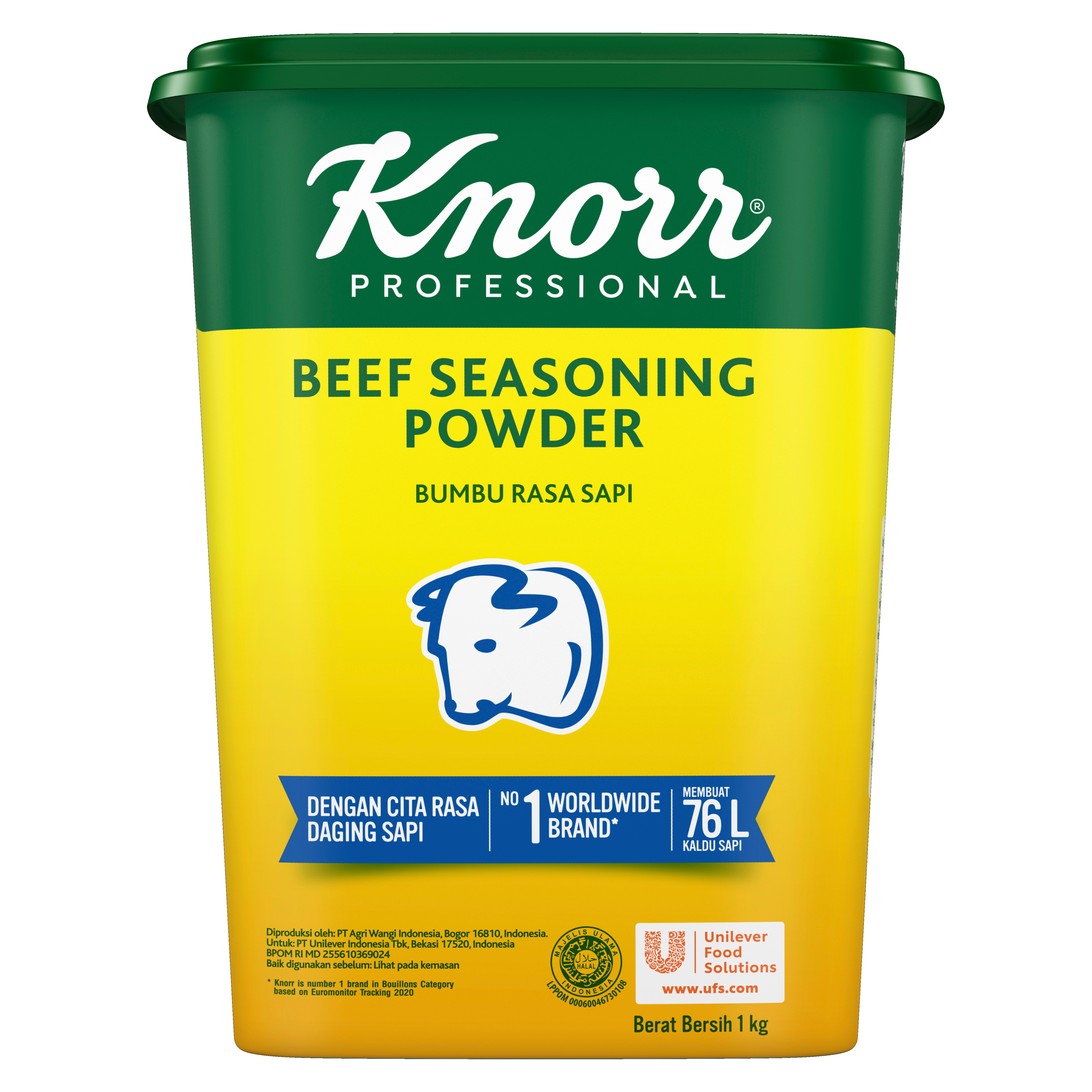 Knorr Beef Powder Tub 1kg - Knorr Beef Powder, dengan ekstrak daging sapi asli akan memperkuat rasa hidangan secara keseluruhan
