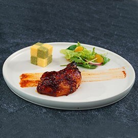 Gochujang Roast Chicken Thighs with Ricotta Cheese & Checkered Polenta